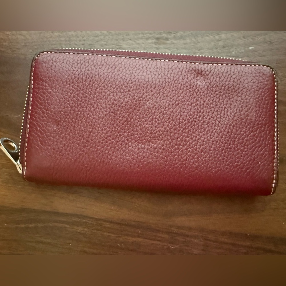 Coach Maroon Leather Zip Wallet - Picture 2 of 5
